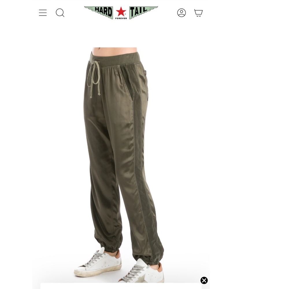 Hard Tail Forever Olive Green Cupro Jogger Elastic Waist Drawstring Cuffed M
